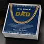 Gift for Dad Necklace gold chain in a navy blue ShineOn Fulfillment box with a heartfelt message