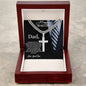Gift for Dad Necklace with silver cross pendant in wooden box with Father's Day message