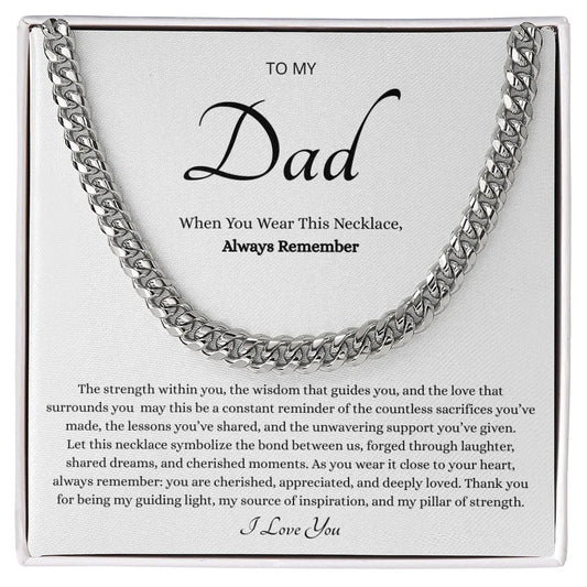 Gift for Dad Necklace with heartfelt message and stainless steel chain from ShineOn Fulfillment