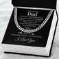Gift for Dad Necklace silver chain with engraved message in ShineOn Fulfillment black gift box