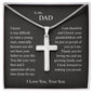 Gift for Dad Necklace sterling silver cross pendant with heartfelt message from son in black presentation box