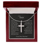 Gift for Dad Necklace with silver cross pendant in a wooden gift box and a heartfelt message