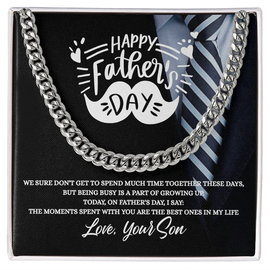 Gift for Dad Necklace with silver chain displayed on happy Fathers Day message card from Someone Said Gift