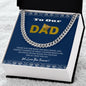 Gift for Dad Necklace with silver chain in a box featuring a heartfelt message for father