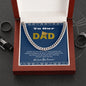 Gift for Dad Necklace in silver chain style presented in a brown box with a heartfelt message card