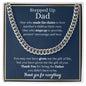 Gift for Dad Necklace silver chain on a blue card with heartfelt stepped up dad message