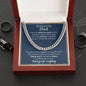 Gift for Dad Necklace by Someone Said Gift displayed in a wooden box with a heartfelt message card