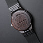 Someone Said Gift gift for dad wooden watch with engraved heartfelt message on back and black leather strap