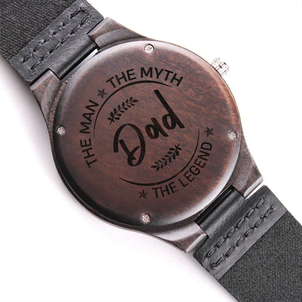 Gift for Dad Wooden Watch with The Man The Myth The Legend engraved on wooden back by ShineOn Fulfillment