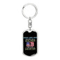 Gift for Daughter Dog Tag Keychain with Proud Army Mom design and American flag graphic