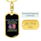 Gift for Daughter Dog Tag Keychain with Proud Army Mom design and personalized engraving option