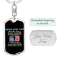 Gift for Daughter Dog Tag Keychain with Proud Army Mom design and customizable engraving on back