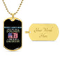 Gift For Daughter Dog Tag Necklace with Proud Army Mom Soldier design and customizable gold back
