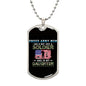 Gift For Daughter Dog Tag Necklace with Proud Army Mom design and American flag silhouette