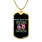 Gift For Daughter Dog Tag Necklace with Proud Army Mom design and American flag print