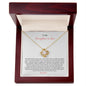 Gift for Daughter-in-Law Necklace with gold heart pendant and a message in a wooden jewelry box