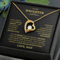 Gift for Daughter Necklace gold heart pendant with crystals in a black gift box with love message from dad