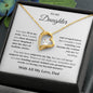 Gift For Daughter Necklace gold heart pendant with crystal and sentimental message from dad in gift box