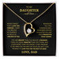 Gift for Daughter Necklace gold heart pendant with sparkling stone and inspirational message from dad