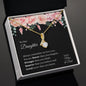 Gift for Daughter Necklace gold chain with sparkling pendant in floral message jewelry box