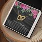 Gift for Daughter Necklace with two gold interlocking hearts in a decorative gift box