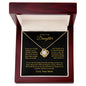 Gift For Daughter Necklace with gold chain and a sparkling pendant in a wooden gift box