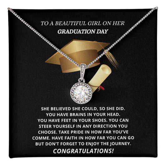Gift for daughter Necklace with a sparkling round pendant on a silver chain, perfect graduation day gift