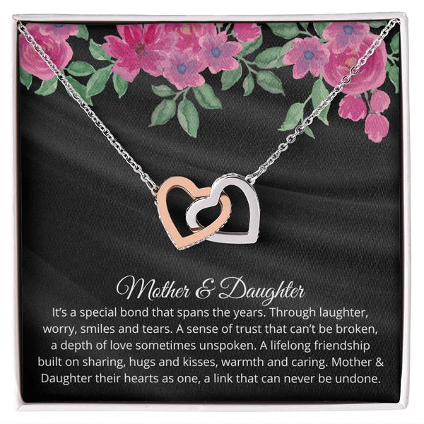 "Mother & Daughter, Their Hearts as One" Interlocking Hearts Necklace - Gift for Daughter