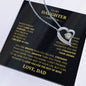 Gift for Daughter Necklace with heart pendant and crystal on a black card from Someone Said Gift