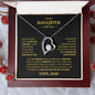 Gift for Daughter Necklace with heart-shaped pendant and inspirational message from dad in gift box