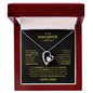 Gift for Daughter Necklace featuring heart pendant with a sparkling stone in a wooden gift box