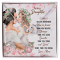 Gift for Daughter Necklace with intertwined hearts and loving message from mom in floral gift box