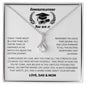 Gift for daughter Necklace with crescent pendant in silver on a congratulatory graduation message card