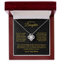 Gift For Daughter Necklace in silver with heartfelt message from mom in elegant wooden gift box