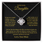 Gift For Daughter Necklace with silver heart-shaped pendant and sentimental message from mom