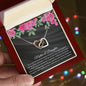 Gift for Daughter Necklace with intertwined hearts in silver and rose gold in a red jewelry box