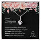 Gift for Daughter Necklace silver pendant with crystal and heartfelt message card in floral gift box