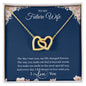 Gold double heart necklace gift for girlfriend necklace with romantic message in navy blue box