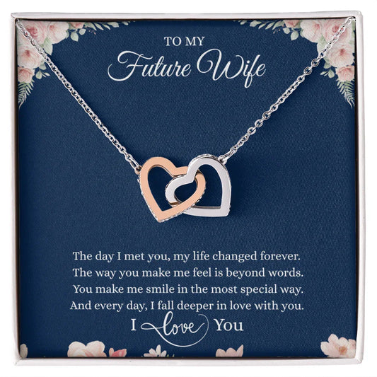 Gift for Girlfriend Necklace with two intertwined hearts on a silver chain by ShineOn Fulfillment