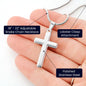 Gift for Granddaughter Necklace polished stainless steel cross on adjustable snake chain with lobster clasp