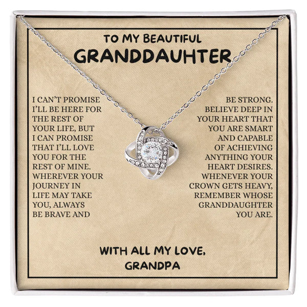 "Remember whose granddaughter you are..." Love Knot Necklace - Gift for Granddaughter