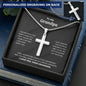 Someone Said Gift silver cross necklace with personalized engraving in a gift box, ideal gift for grandfather bracelet