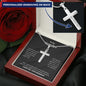 Silver cross necklace gift for grandfather bracelet with personalized engraving in a red gift box