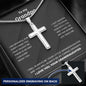 Gift for Grandfather Necklace with silver cross pendant and personalized engraving in black gift box