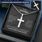Gift for Grandfather Necklace silver cross pendant with personalized engraving in gift box