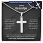 Gift for Grandfather Necklace silver cross pendant with personalized engraving on back in black gift box