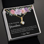 Gift for Grandmother Necklace with gold chain and crystal pendant in floral gift box