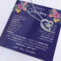 Gift for Grandmother Necklace with heart pendant and heartfelt message on purple floral card
