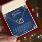 Gift for Grandmother Necklace with Two Interlocking Heart Pendants in a Red Gift Box