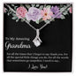 Gift for Grandmother Necklace with sparkling pendant and heartfelt message in floral gift box